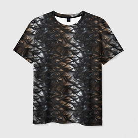 Мужская футболка 3D с принтом Блестящая металлическая  броня в Новосибирске, 100% полиэфир | прямой крой, круглый вырез горловины, длина до линии бедер | Тематика изображения на принте: 