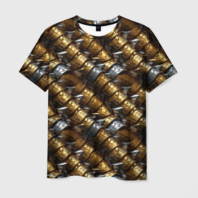 Мужская футболка 3D с принтом Золотая и серебряная объемная броня , 100% полиэфир | прямой крой, круглый вырез горловины, длина до линии бедер | 