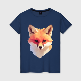 Женская футболка хлопок с принтом Foxs head в Кировске, 100% хлопок | прямой крой, круглый вырез горловины, длина до линии бедер, слегка спущенное плечо | 