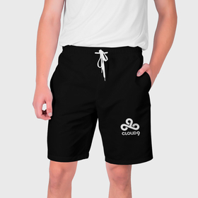 Мужские шорты 3D с принтом Cloud9   black в Курске,  полиэстер 100% | прямой крой, два кармана без застежек по бокам. Мягкая трикотажная резинка на поясе, внутри которой широкие завязки. Длина чуть выше колен | 
