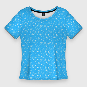 Женская футболка 3D Slim с принтом Голубой со звёздочками в Белгороде,  |  | Тематика изображения на принте: 
