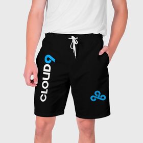 Мужские шорты 3D с принтом Cloud9   team в Санкт-Петербурге,  полиэстер 100% | прямой крой, два кармана без застежек по бокам. Мягкая трикотажная резинка на поясе, внутри которой широкие завязки. Длина чуть выше колен | 
