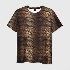 Мужская футболка 3D с принтом Коричневая металлическая текстура в Белгороде, 100% полиэфир | прямой крой, круглый вырез горловины, длина до линии бедер | 
