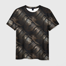 Мужская футболка 3D с принтом Классическая старая броня текстура в Петрозаводске, 100% полиэфир | прямой крой, круглый вырез горловины, длина до линии бедер | 