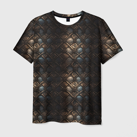 Мужская футболка 3D с принтом Классическая  старая броня текстура в Курске, 100% полиэфир | прямой крой, круглый вырез горловины, длина до линии бедер | 
