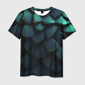 Мужская футболка 3D с принтом Dark green abstract geometry style в Белгороде, 100% полиэфир | прямой крой, круглый вырез горловины, длина до линии бедер | Тематика изображения на принте: 
