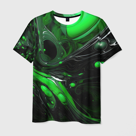 Мужская футболка 3D с принтом Green  dark abstract geometry style в Белгороде, 100% полиэфир | прямой крой, круглый вырез горловины, длина до линии бедер | Тематика изображения на принте: 