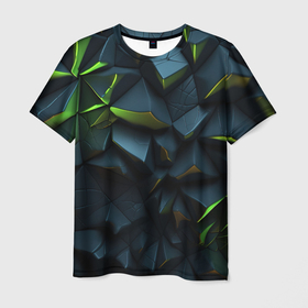 Мужская футболка 3D с принтом Green   dark abstract geometry style в Белгороде, 100% полиэфир | прямой крой, круглый вырез горловины, длина до линии бедер | Тематика изображения на принте: 
