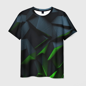 Мужская футболка 3D с принтом Dark green    abstract geometry style в Санкт-Петербурге, 100% полиэфир | прямой крой, круглый вырез горловины, длина до линии бедер | Тематика изображения на принте: 