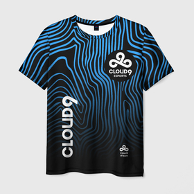 Мужская футболка 3D с принтом Cloud9   форма команды в Санкт-Петербурге, 100% полиэфир | прямой крой, круглый вырез горловины, длина до линии бедер | Тематика изображения на принте: 