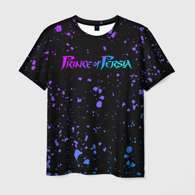 Мужская футболка 3D с принтом Prince of persia neon брызги , 100% полиэфир | прямой крой, круглый вырез горловины, длина до линии бедер | 