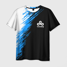 Мужская футболка 3D с принтом Cloud9   grunge в Курске, 100% полиэфир | прямой крой, круглый вырез горловины, длина до линии бедер | 