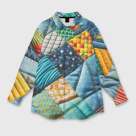 Женская рубашка oversize 3D с принтом Лоскутное одеяло   пэчворк в Екатеринбурге,  |  | 