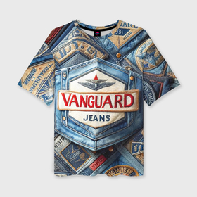 Женская футболка oversize 3D с принтом Vanguard denim patchwork   ai art в Кировске,  |  | 
