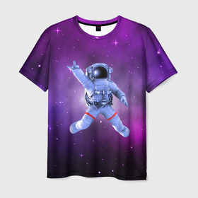 Мужская футболка 3D с принтом Космический рок eee космонавт в Кировске, 100% полиэфир | прямой крой, круглый вырез горловины, длина до линии бедер | 