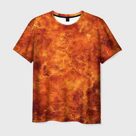 Мужская футболка 3D с принтом Пламя 8бит текстура в Белгороде, 100% полиэфир | прямой крой, круглый вырез горловины, длина до линии бедер | 