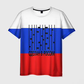 Мужская футболка 3D с принтом Made in russia man x , 100% полиэфир | прямой крой, круглый вырез горловины, длина до линии бедер | 