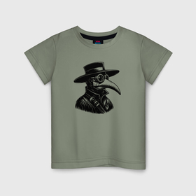 Детская футболка хлопок с принтом Человек в маске чумного доктора в Кировске, 100% хлопок | круглый вырез горловины, полуприлегающий силуэт, длина до линии бедер | 