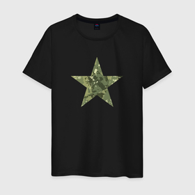 Мужская футболка хлопок с принтом Камуфляжная звезда в Петрозаводске, 100% хлопок | прямой крой, круглый вырез горловины, длина до линии бедер, слегка спущенное плечо. | 