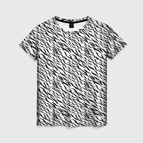 Женская футболка 3D с принтом Чёрно белый имитация шкуры , 100% полиэфир ( синтетическое хлопкоподобное полотно) | прямой крой, круглый вырез горловины, длина до линии бедер | 