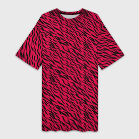 Платье-футболка 3D с принтом Яркий чёрно розовый шкура в Кировске,  |  | 