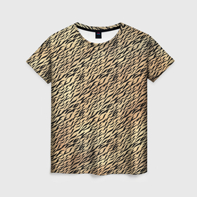 Женская футболка 3D с принтом Имитация шкура светло коричневый в Петрозаводске, 100% полиэфир ( синтетическое хлопкоподобное полотно) | прямой крой, круглый вырез горловины, длина до линии бедер | 