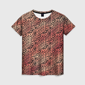 Женская футболка 3D с принтом Имитация шкуры красно коричневый в Белгороде, 100% полиэфир ( синтетическое хлопкоподобное полотно) | прямой крой, круглый вырез горловины, длина до линии бедер | 