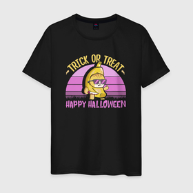 Мужская футболка хлопок с принтом Trick or treat happy halloween colored , 100% хлопок | прямой крой, круглый вырез горловины, длина до линии бедер, слегка спущенное плечо. | Тематика изображения на принте: 
