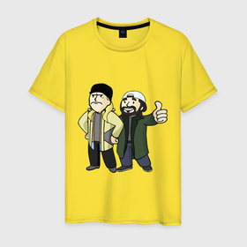 Мужская футболка хлопок с принтом Vault Jay and silent Bob в Кировске, 100% хлопок | прямой крой, круглый вырез горловины, длина до линии бедер, слегка спущенное плечо. | 