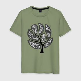 Мужская футболка хлопок с принтом Дерево недели в Рязани, 100% хлопок | прямой крой, круглый вырез горловины, длина до линии бедер, слегка спущенное плечо. | 