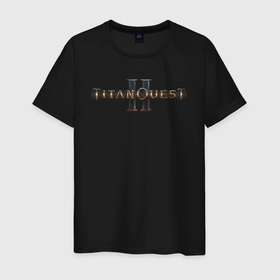 Мужская футболка хлопок с принтом Titan quest 2 logo в Белгороде, 100% хлопок | прямой крой, круглый вырез горловины, длина до линии бедер, слегка спущенное плечо. | Тематика изображения на принте: 