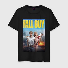 Мужская футболка хлопок с принтом Ryan Gosling and Emily Blunt the fall guy в Санкт-Петербурге, 100% хлопок | прямой крой, круглый вырез горловины, длина до линии бедер, слегка спущенное плечо. | Тематика изображения на принте: 