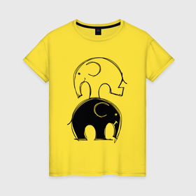 Женская футболка хлопок с принтом Cute elephants в Петрозаводске, 100% хлопок | прямой крой, круглый вырез горловины, длина до линии бедер, слегка спущенное плечо | 