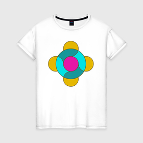 Женская футболка хлопок с принтом Геометрическая фигура из кругов в Тюмени, 100% хлопок | прямой крой, круглый вырез горловины, длина до линии бедер, слегка спущенное плечо | 