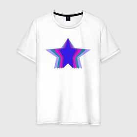 Мужская футболка хлопок с принтом Звезда в перспективе в Тюмени, 100% хлопок | прямой крой, круглый вырез горловины, длина до линии бедер, слегка спущенное плечо. | 