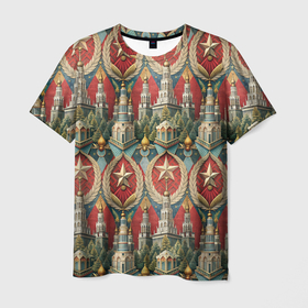 Мужская футболка 3D с принтом СССР ретро стиль , 100% полиэфир | прямой крой, круглый вырез горловины, длина до линии бедер | 