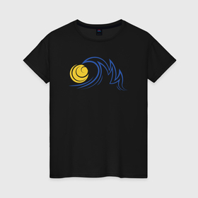 Женская футболка хлопок с принтом Морские волны в Рязани, 100% хлопок | прямой крой, круглый вырез горловины, длина до линии бедер, слегка спущенное плечо | Тематика изображения на принте: 