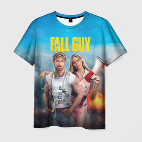 Мужская футболка 3D с принтом Ryan Gosling and Emily Blunt каскадеры в Санкт-Петербурге, 100% полиэфир | прямой крой, круглый вырез горловины, длина до линии бедер | Тематика изображения на принте: 
