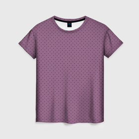 Женская футболка 3D с принтом Сливовый в чёрный горошек в Екатеринбурге, 100% полиэфир ( синтетическое хлопкоподобное полотно) | прямой крой, круглый вырез горловины, длина до линии бедер | Тематика изображения на принте: 