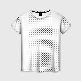 Женская футболка 3D с принтом Белый в чёрный маленький горошек , 100% полиэфир ( синтетическое хлопкоподобное полотно) | прямой крой, круглый вырез горловины, длина до линии бедер | 