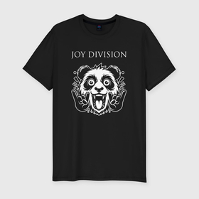 Мужская футболка хлопок Slim с принтом Joy Division rock panda в Белгороде, 92% хлопок, 8% лайкра | приталенный силуэт, круглый вырез ворота, длина до линии бедра, короткий рукав | 