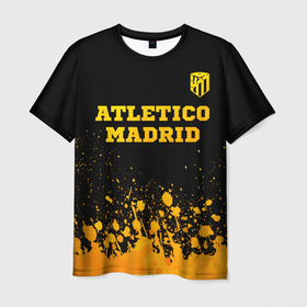 Мужская футболка 3D с принтом Atletico Madrid   gold gradient посередине в Белгороде, 100% полиэфир | прямой крой, круглый вырез горловины, длина до линии бедер | 