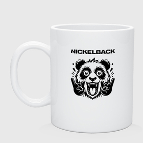 Кружка керамическая с принтом Nickelback   rock panda в Тюмени, керамика | объем — 330 мл, диаметр — 80 мм. Принт наносится на бока кружки, можно сделать два разных изображения | 