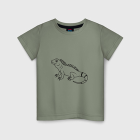 Детская футболка хлопок с принтом Игуана в Белгороде, 100% хлопок | круглый вырез горловины, полуприлегающий силуэт, длина до линии бедер | 