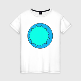 Женская футболка хлопок с принтом Звездочка циан в голубом круге в Белгороде, 100% хлопок | прямой крой, круглый вырез горловины, длина до линии бедер, слегка спущенное плечо | 