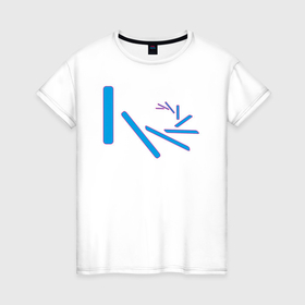 Женская футболка хлопок с принтом Летящие вокруг прямоугольные палочки в Новосибирске, 100% хлопок | прямой крой, круглый вырез горловины, длина до линии бедер, слегка спущенное плечо | Тематика изображения на принте: 