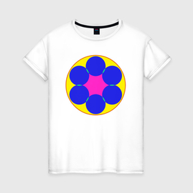 Женская футболка хлопок с принтом Мандала из кругов в Курске, 100% хлопок | прямой крой, круглый вырез горловины, длина до линии бедер, слегка спущенное плечо | 