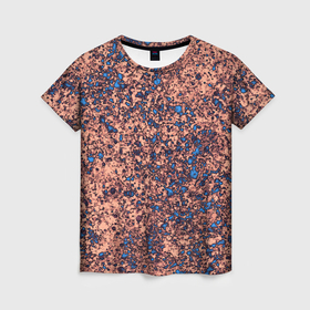 Женская футболка 3D с принтом Абстракция земляной с голубым свечением в Белгороде, 100% полиэфир ( синтетическое хлопкоподобное полотно) | прямой крой, круглый вырез горловины, длина до линии бедер | 