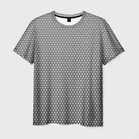 Мужская футболка 3D с принтом Кольчуга серый в Тюмени, 100% полиэфир | прямой крой, круглый вырез горловины, длина до линии бедер | 