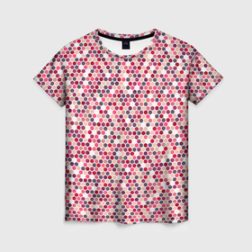 Женская футболка 3D с принтом Паттерн соты розовый , 100% полиэфир ( синтетическое хлопкоподобное полотно) | прямой крой, круглый вырез горловины, длина до линии бедер | Тематика изображения на принте: 